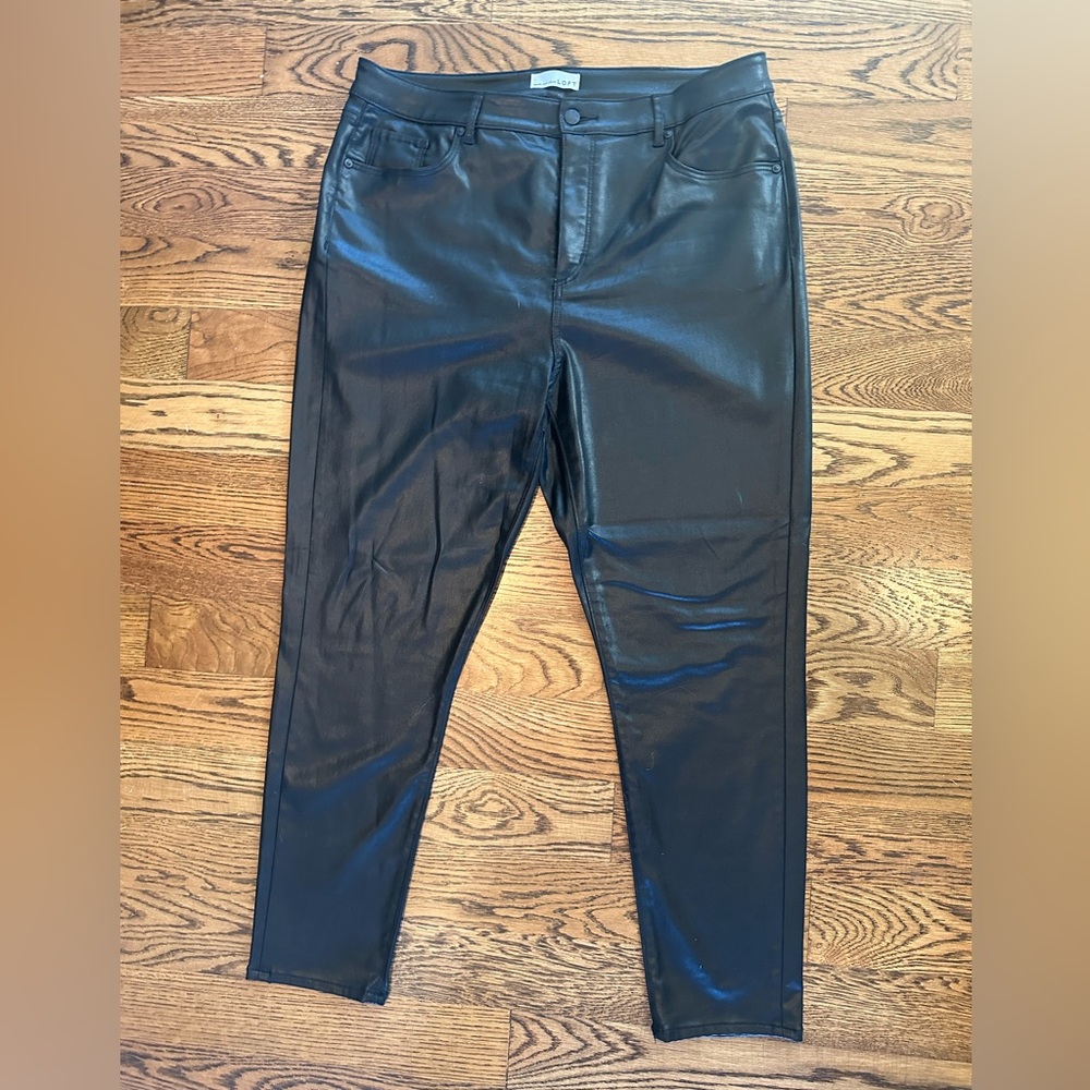 Loft black coated skinny jeans 14